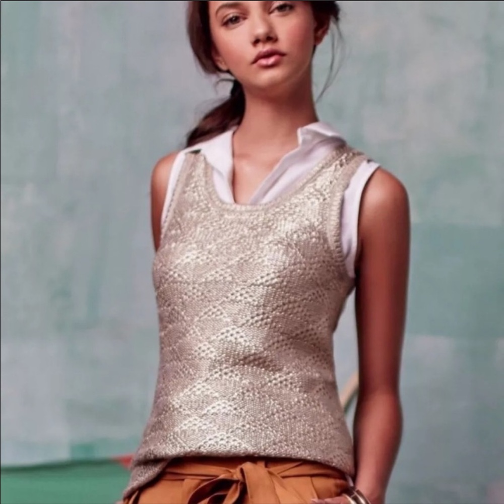 Anthropologie Metallic Silver Tank Top